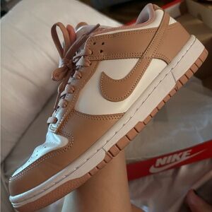 Nike Rose and White Dunk Low Sneakers